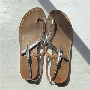 Amadeo CANFORA Capri Sandals Silver T-strap 9 (8, 38, 39)
